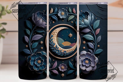 Celestial Moon Floral 20oz Tumbler Wrap Sublimation sassyprint 