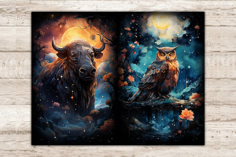 Celestial Moon Junk Journal Kit | Animals Printable Pages SVG GlamArtZhanna 