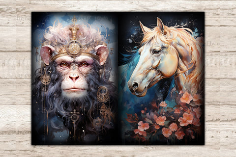 Celestial Moon Junk Journal Kit | Animals Printable Pages SVG GlamArtZhanna 