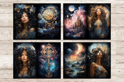 Celestial Moon Junk Journal Pages | Astronomy Printable SVG GlamArtZhanna 