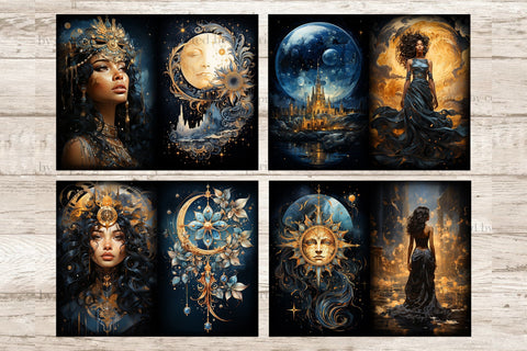 Celestial Moon Junk Journal Pages | Astronomy Printable SVG GlamArtZhanna 