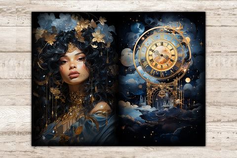 Celestial Moon Junk Journal Pages | Astronomy Printable SVG GlamArtZhanna 