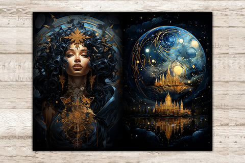 Celestial Moon Junk Journal Pages | Astronomy Printable SVG GlamArtZhanna 