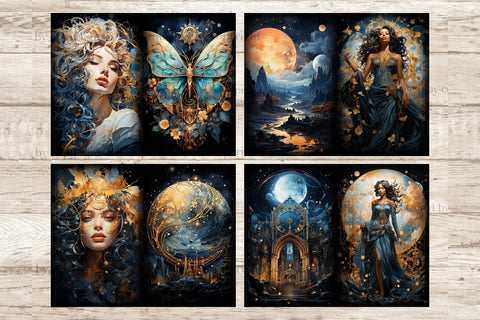 Celestial Moon Junk Journal Pages | Goddess Picture Collage SVG GlamArtZhanna 