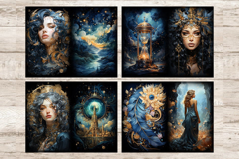 Celestial Moon Junk Journal Pages | Goddess Picture Collage SVG GlamArtZhanna 