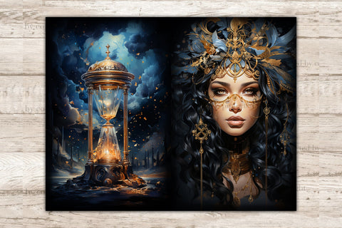 Celestial Moon Junk Journal Pages | Goddess Picture Collage SVG GlamArtZhanna 