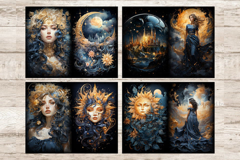 Celestial Moon Junk Journal Pages | Goddess Picture Collage SVG GlamArtZhanna 