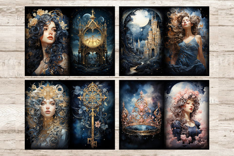 Celestial Moon Junk Journal Pages | Goddess Picture Collage SVG GlamArtZhanna 