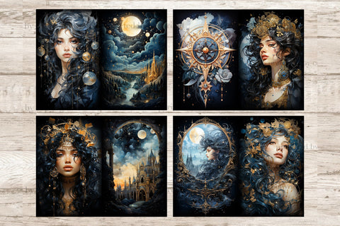 Celestial Moon Junk Journal Pages | Goddess Picture Collage SVG GlamArtZhanna 