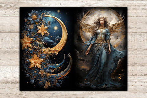 Celestial Moon Junk Journal Paper | Fantasy Digital Art SVG GlamArtZhanna 