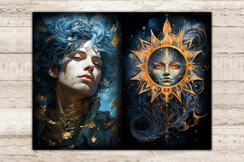 Celestial Moon Junk Journal Paper | Fantasy Digital Art SVG GlamArtZhanna 