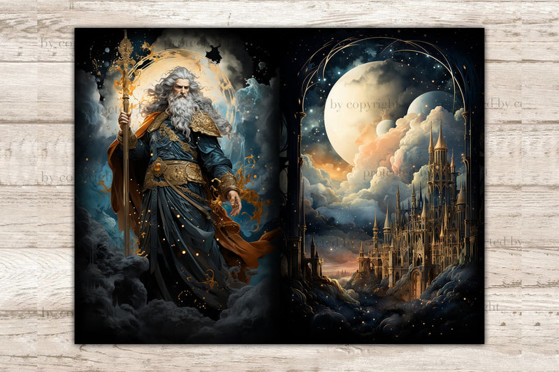 Celestial Moon Junk Journal Paper | Fantasy Digital Art - So Fontsy
