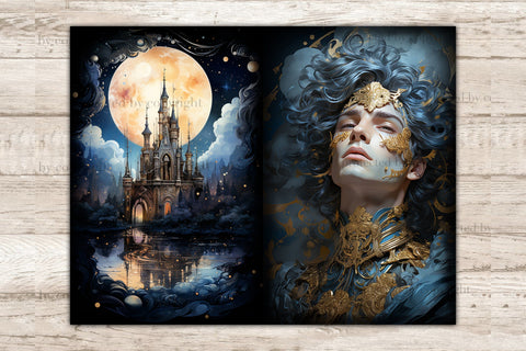 Celestial Moon Junk Journal Paper | Fantasy Digital Art SVG GlamArtZhanna 
