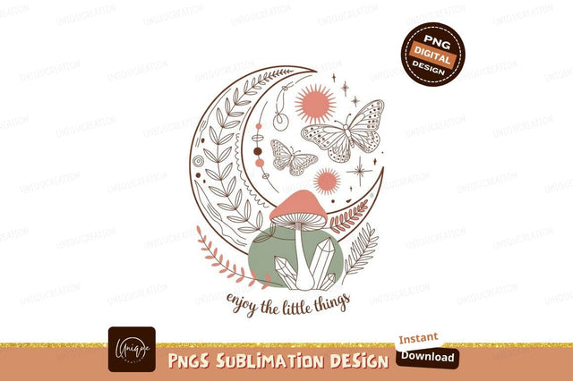 Celestial Moon Mushroom Crystal Butterfly Nature image Sublimation Designangry 
