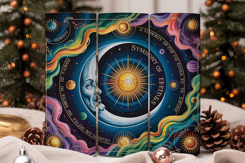 Celestial Moon & Stars 20oz Tumbler Wrap Sublimation DesignSVG 