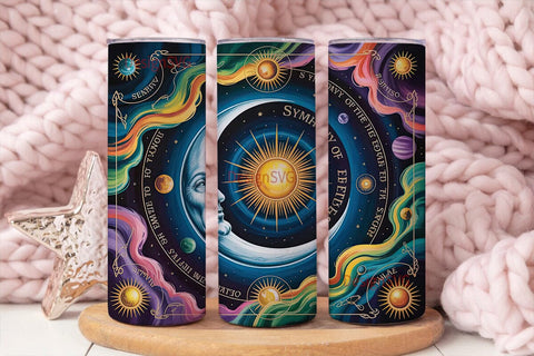 Celestial Moon & Stars 20oz Tumbler Wrap Sublimation DesignSVG 