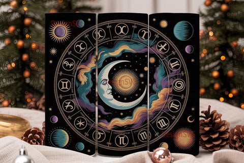 Celestial Moon & Stars 20oz Tumbler Wrap Sublimation DesignSVG 