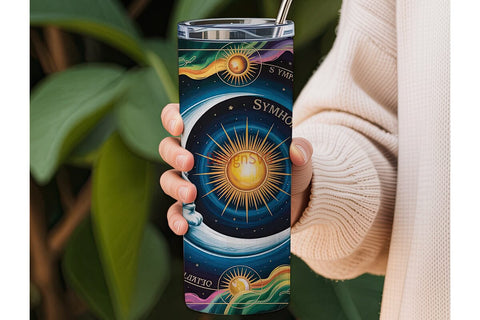 Celestial Moon & Stars 20oz Tumbler Wrap Sublimation DesignSVG 