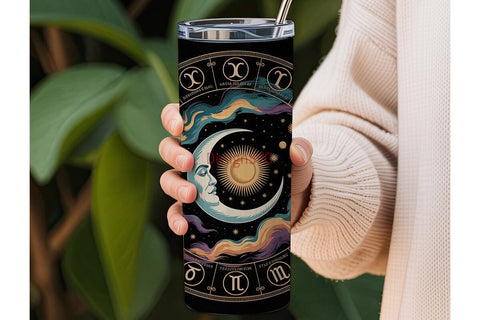 Celestial Moon & Stars 20oz Tumbler Wrap Sublimation DesignSVG 