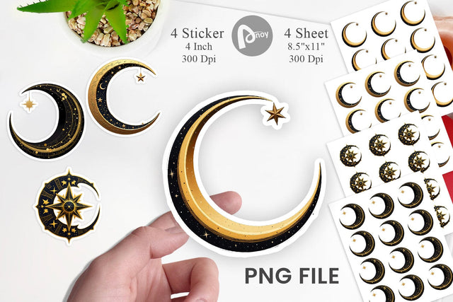 Celestial Moon Sticker Sublimation artnoy 