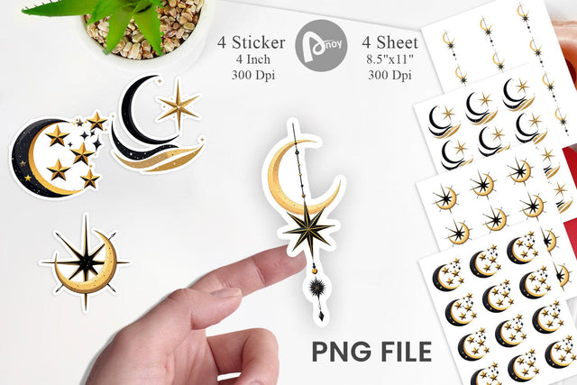 Celestial Moon Sticker Sublimation artnoy 