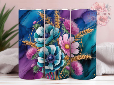 Celestial Moon Wildflower 20oz Tumbler, Spring Floral Cup Wrap, Celestial Flower Design, Sublimation Tumbler Wrap, 20Oz Tumbler Design, Artistic Moon Cup, Stylish Wildflower Floral Wrap Sublimation Li Zamperini 