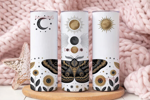 Celestial Moth 20oz Tumbler Wrap Sublimation DesignSVG 