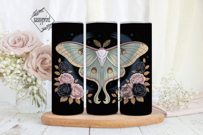 Celestial Moth & Floral 20oz Tumbler Sublimation sassyprint 