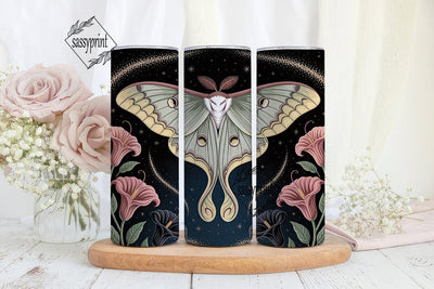 Celestial Moth & Floral 20oz Tumbler Sublimation sassyprint 