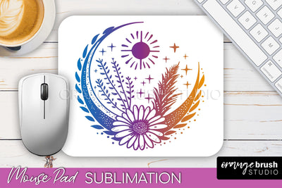 Celestial Mouse Pad PNG, Boho Mystical Mousepad Sublimation Sublimation OrangeBrushStudio 