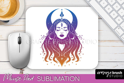 Celestial Mouse Pad PNG, Boho Mystical Mousepad Sublimation Sublimation OrangeBrushStudio 