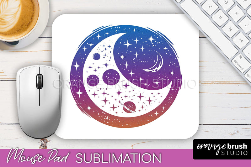 Celestial Mouse Pad PNG, Boho Mystical Mousepad Sublimation Sublimation OrangeBrushStudio 
