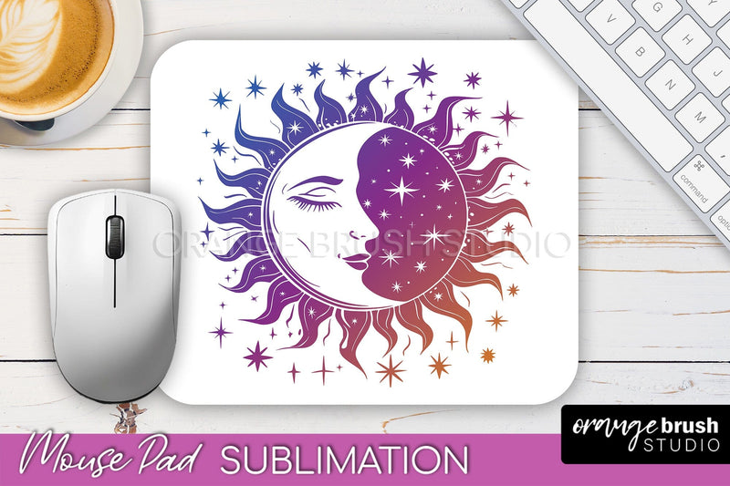 Celestial Mouse Pad PNG, Boho Mystical Mousepad Sublimation Sublimation OrangeBrushStudio 