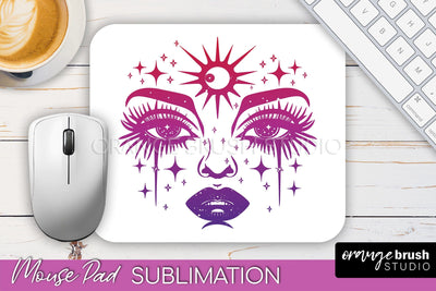 Celestial Mouse Pad PNG, Boho Mystical Mousepad Sublimation Sublimation OrangeBrushStudio 
