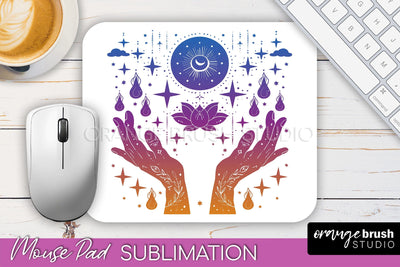 Celestial Mouse Pad PNG, Boho Mystical Mousepad Sublimation Sublimation OrangeBrushStudio 