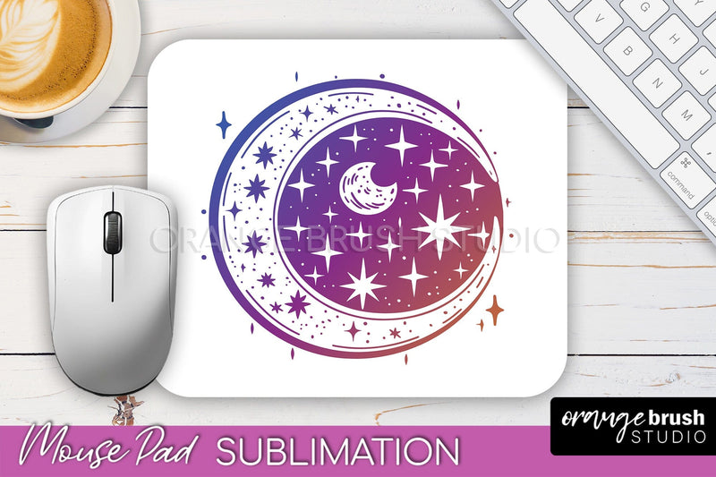 Celestial Mouse Pad PNG, Boho Mystical Mousepad Sublimation Sublimation OrangeBrushStudio 