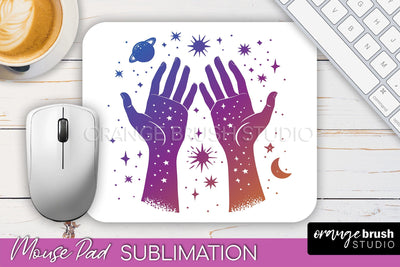 Celestial Mouse Pad PNG, Boho Mystical Mousepad Sublimation Sublimation OrangeBrushStudio 