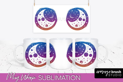Celestial Mug Wrap PNG, Boho Mystical Coffee Mug Sublimation Sublimation OrangeBrushStudio 