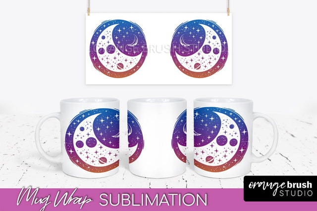 Celestial Mug Wrap PNG, Boho Mystical Coffee Mug Sublimation Sublimation OrangeBrushStudio 
