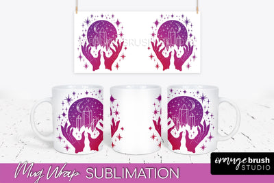 Celestial Mug Wrap PNG, Boho Mystical Coffee Mug Sublimation Sublimation OrangeBrushStudio 