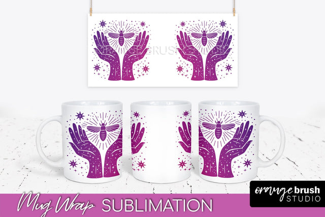 Celestial Mug Wrap PNG, Boho Mystical Coffee Mug Sublimation Sublimation OrangeBrushStudio 