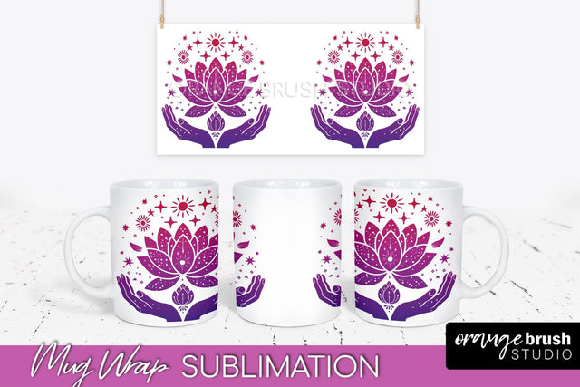 Celestial Mug Wrap PNG, Boho Mystical Coffee Mug Sublimation Sublimation OrangeBrushStudio 