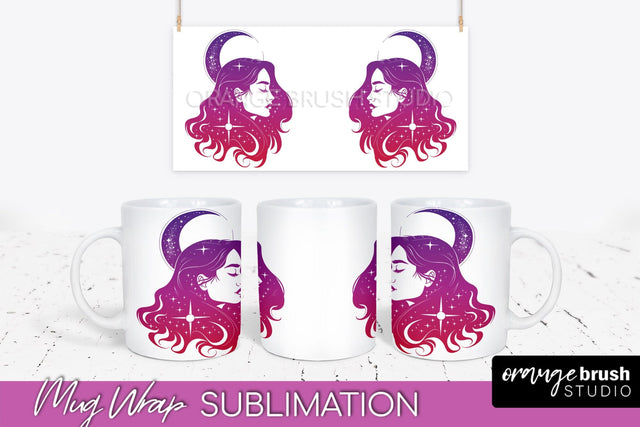 Celestial Mug Wrap PNG, Boho Mystical Coffee Mug Sublimation Sublimation OrangeBrushStudio 