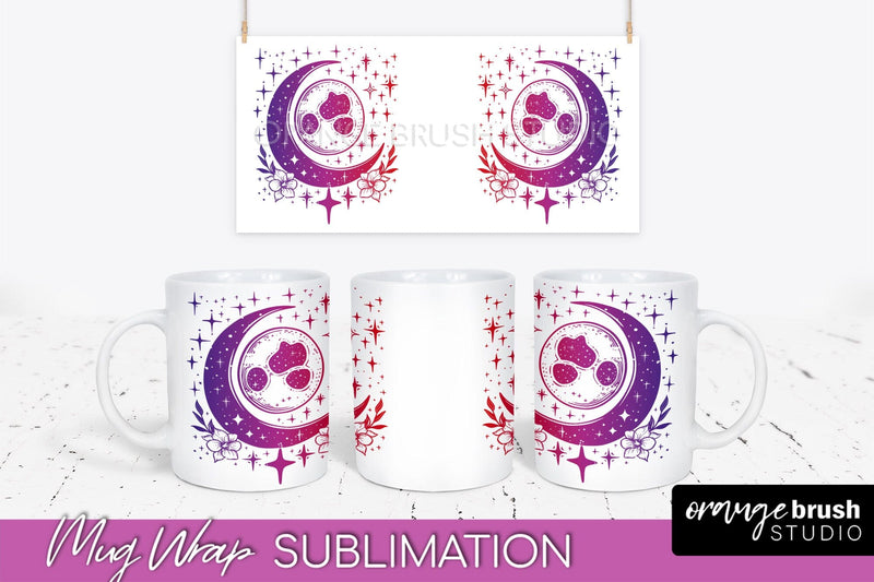 Celestial Mug Wrap PNG, Boho Mystical Coffee Mug Sublimation Sublimation OrangeBrushStudio 