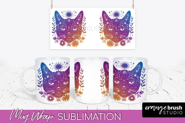 Celestial Mug Wrap PNG, Boho Mystical Coffee Mug Sublimation Sublimation OrangeBrushStudio 