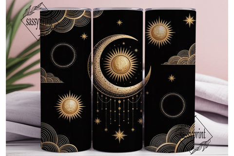 Celestial Mystical Gold Tumbler Wrap Sublimation sassyprint 