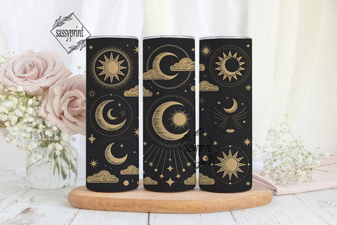 Celestial Mystical Gold Tumbler Wrap Sublimation sassyprint 