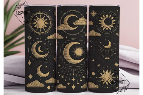 Celestial Mystical Gold Tumbler Wrap Sublimation sassyprint 