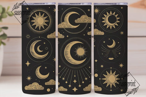 Celestial Mystical Gold Tumbler Wrap Sublimation sassyprint 