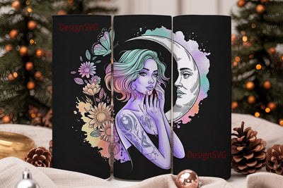 Celestial Mystical Woman 20oz Tumbler Sublimation DesignSVG 